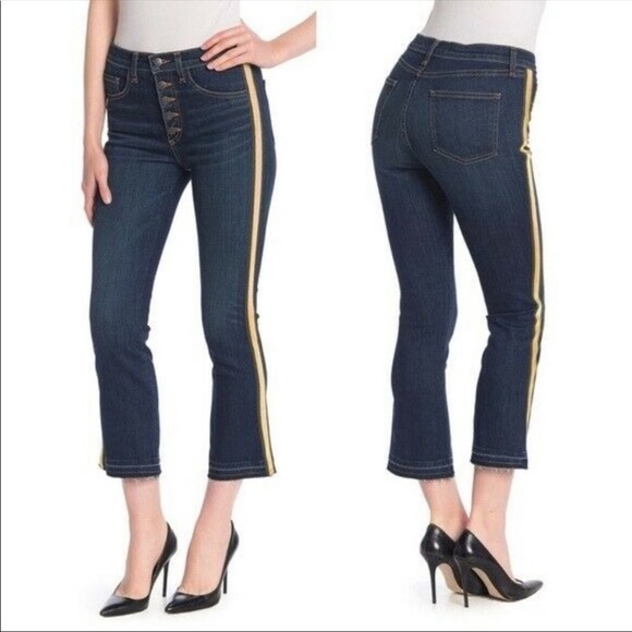 VERONICA BEARD Carolyn 10โ Baby Boot Metallic Gold Stripe Jeans, Size 25 - Picture 4 of 15